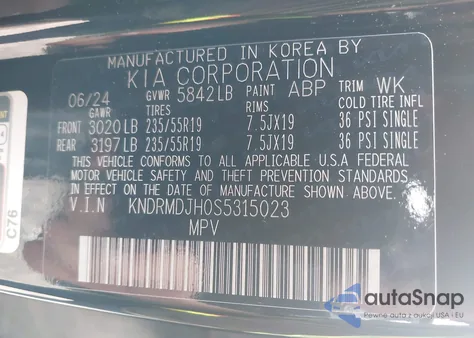 2025 Kia Sorento Plug-In Hybrid Sx Prestige from USA, damaged, VIN KNDRMDJH0S5315023